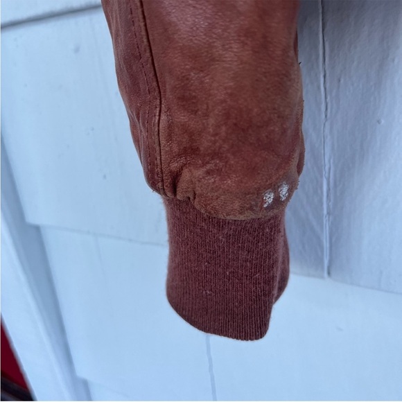 Mackage Moto Lamb Leather Concealed Hood Brown Jacket size Medium - Picture 13 of 15